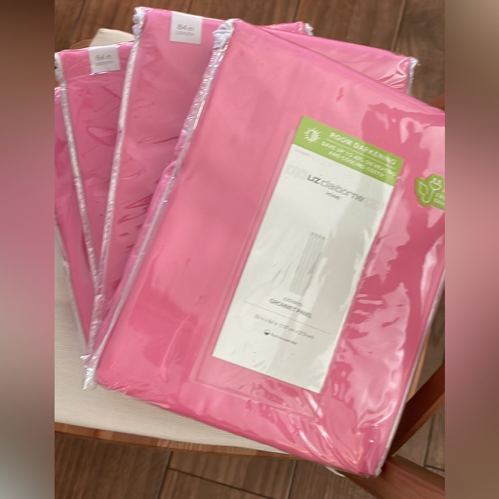 Pink Room Darkening Curtain Panels (4) - 84” x 50”. New in package